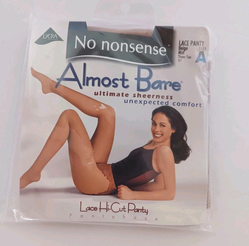 No Nonsense Pantyhose Almost Bare Lace High Cut Panty Beige Mist Sz A Sheer Toe